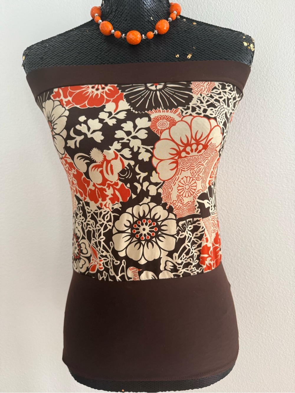 Sydney Joy Y2K Retro Floral Pattern Strapless Tube Top